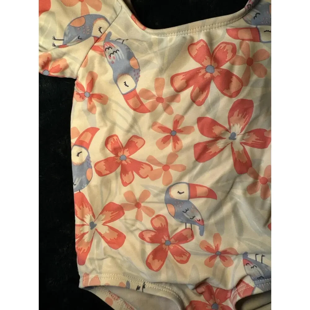 Infant girl Swimsuit Carters One Piece with snap closures & bow on back 9 Months